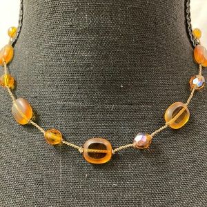 Unique Amber Glass Choker BOHO Necklace